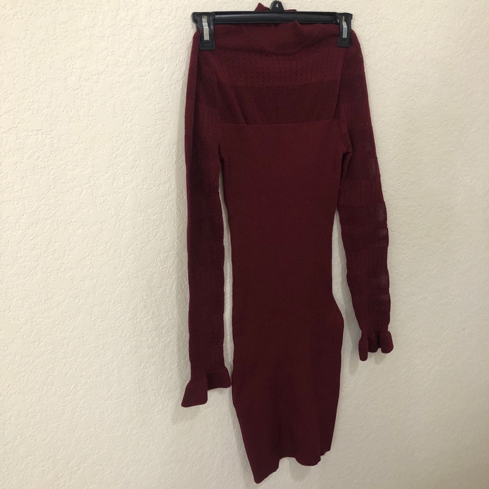 Burgundy Wool Turtle neck dress